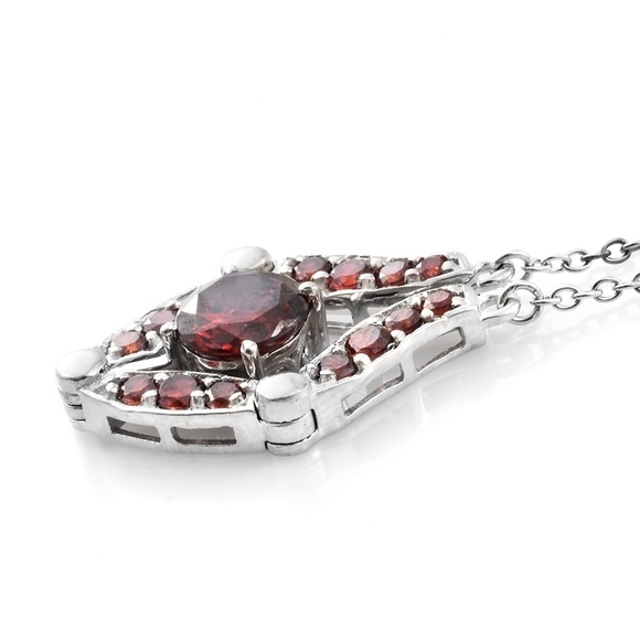 Lab Created Garnet Platinum Bond Brass Necklace - Picture 3 of 6